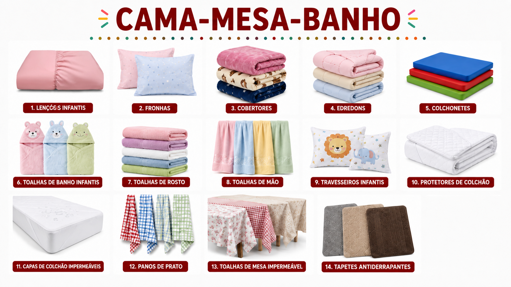 Categoria Cama, Mesa e Banho — Conforto e aconchego para creches e berçários