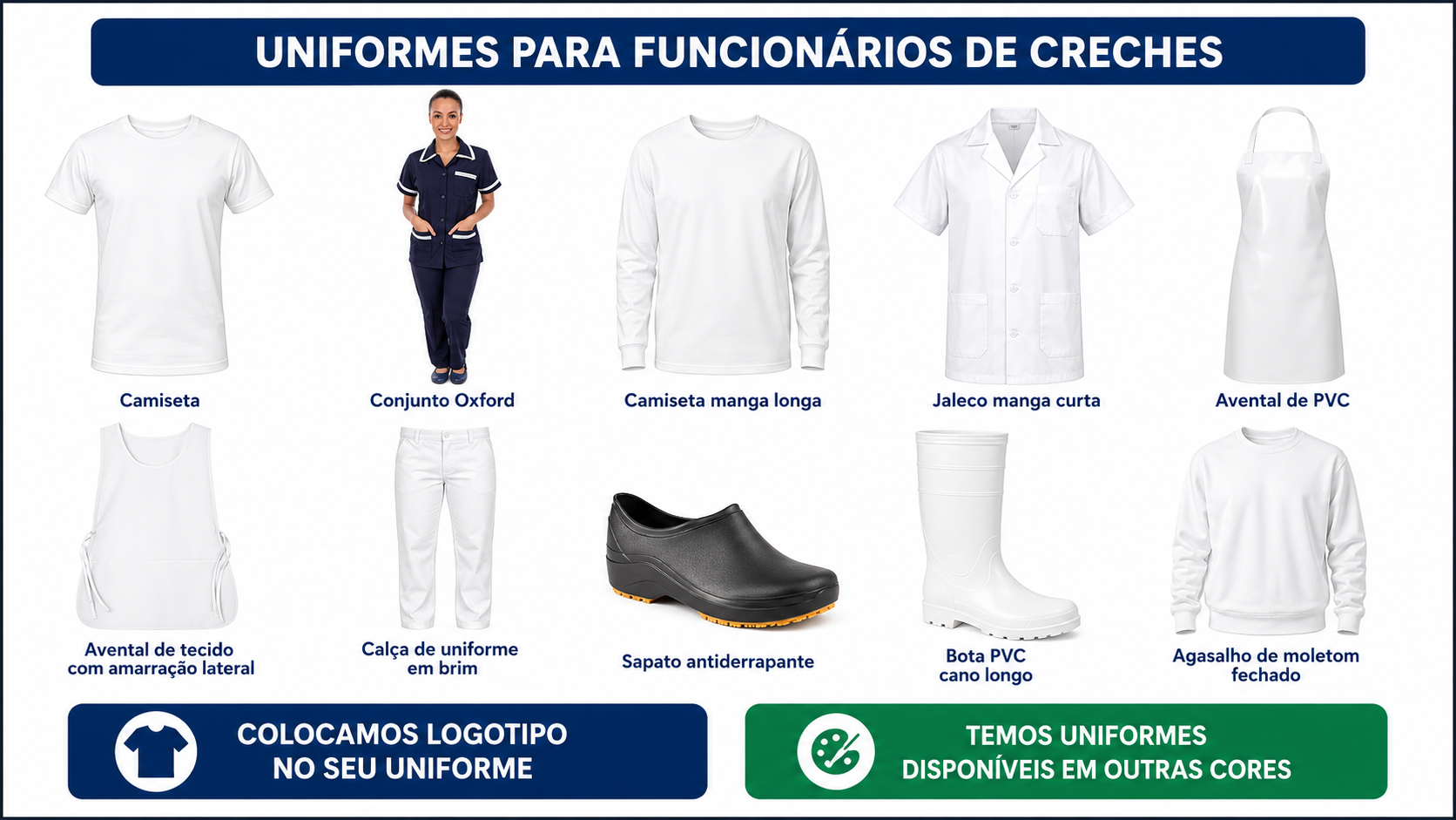 Categoria Uniformes para funcionários de creches — Vestuário completo para a equipe